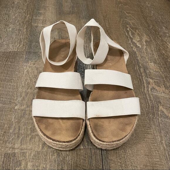 Spirit Gigi White Strap Platform Espadrille Sandals Size 7 - Picture 1 of 10